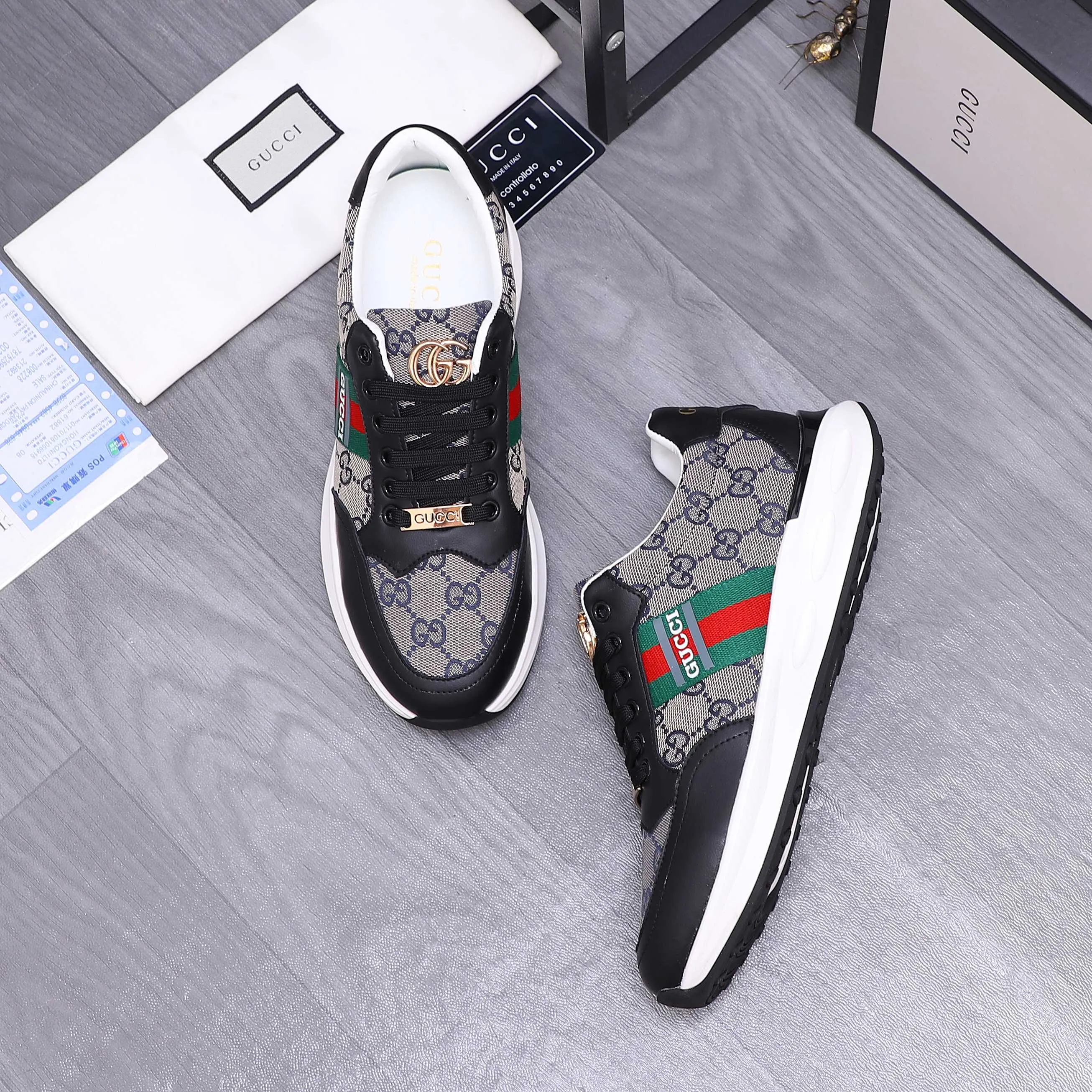 Men's shoes 💰442 Product trademark: GUCCI "Gucci" casual shoes Regular size: 38-45 (45 is custom-made and non-returnable) Product materials: Selected cowhide stitching breathable woven upper, pigskin lining, rubber outsole